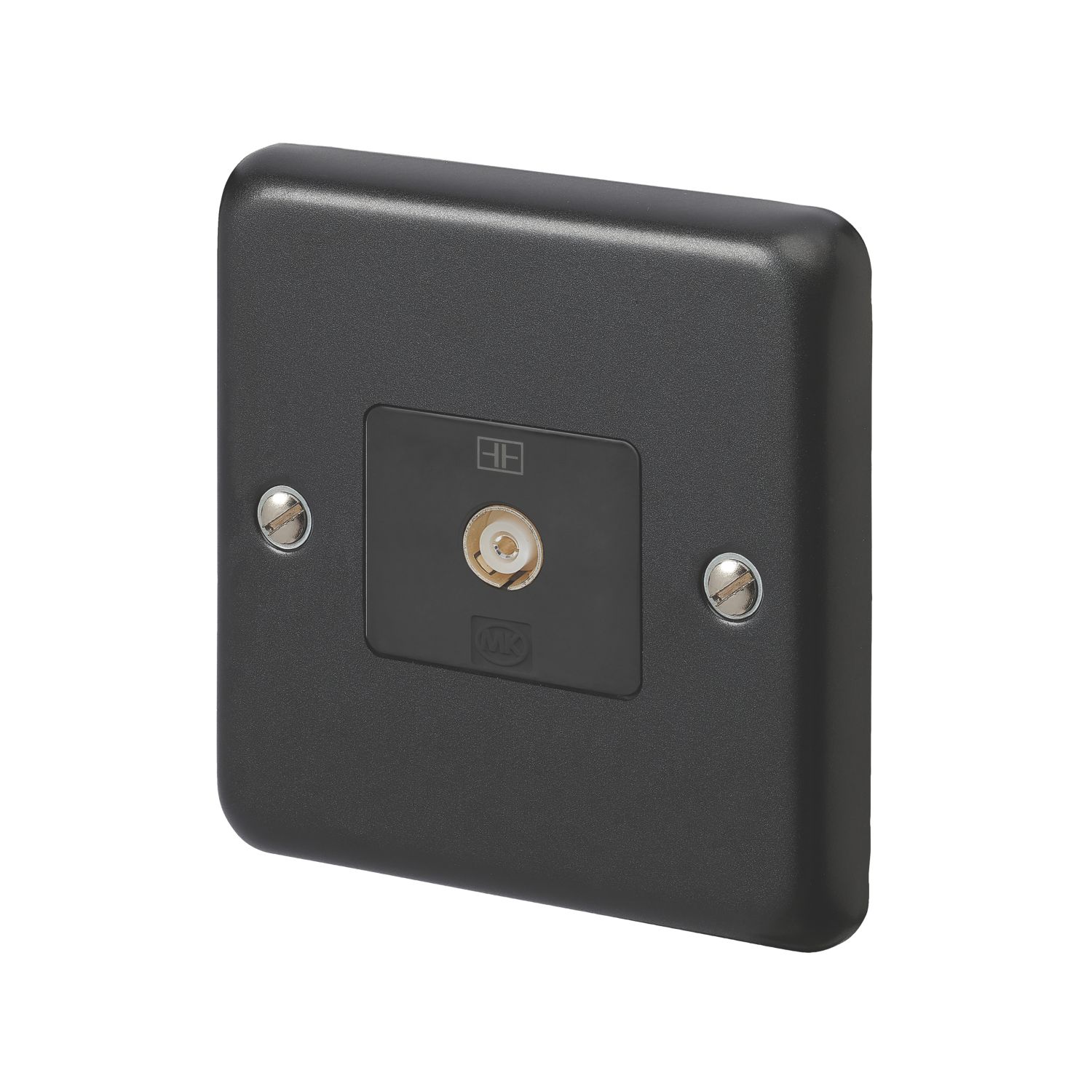MK Contoura 1-Gang Coaxial TV / FM Socket Black with Colour-Matched Inserts (264RG)