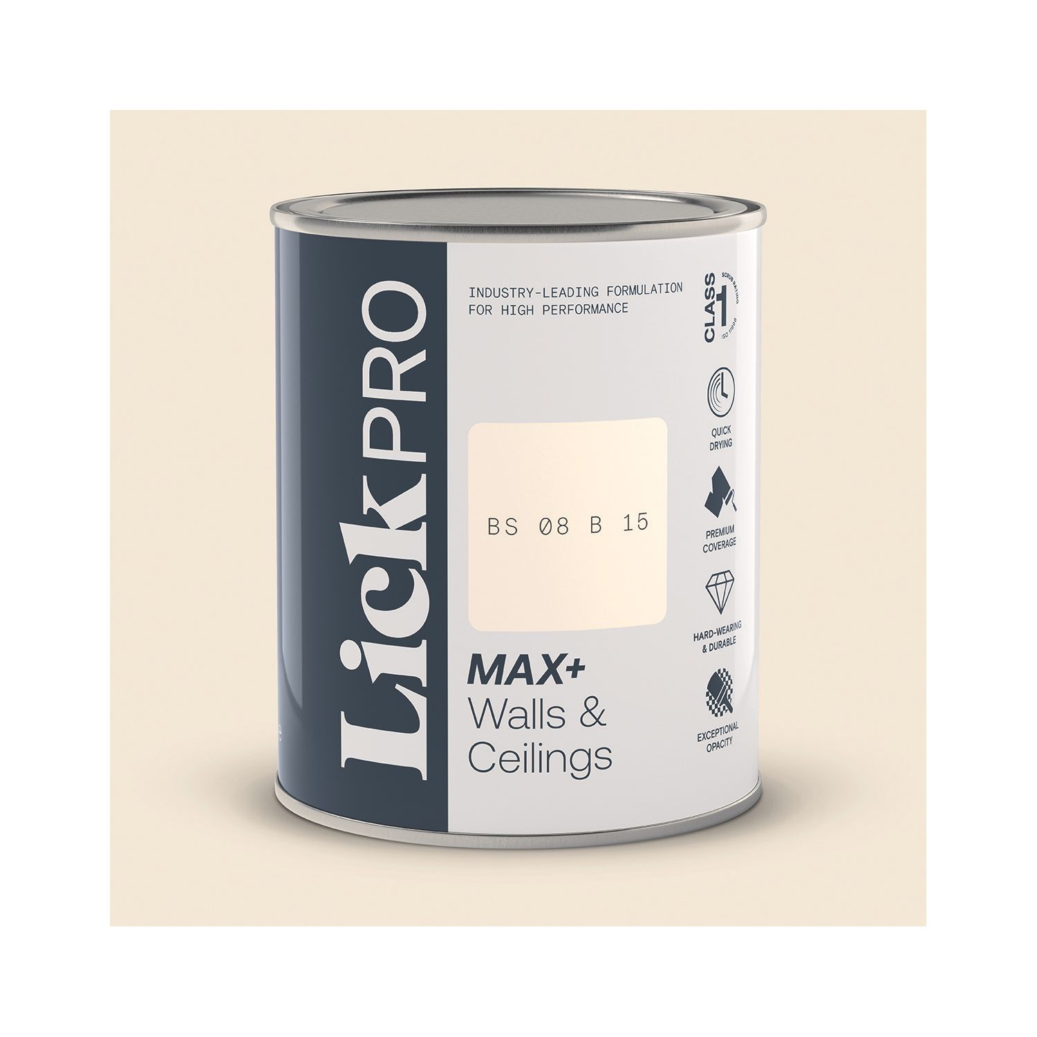 LickPro Max+ 1Ltr White BS 08 B 15 Matt Emulsion Paint (264TM)