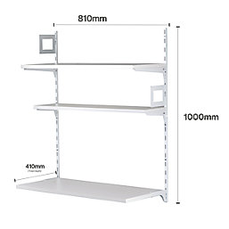 RB UK  3-Tier Powder-Coated Steel Home Office Shelving Unit 810mm x 410mm x 1000mm