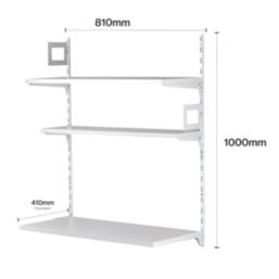 RB UK  3-Tier Powder-Coated Steel Home Office Shelving Unit 810mm x 410mm x 1000mm