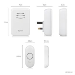 Byron DBY-22314UK Plug-In & Battery-Powered Wireless Doorbell Kit White 3 Piece Set