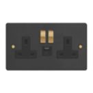 Varilight  13A 2-Gang 1P+N Switched Socket + 4A 20W 2-Outlet Type A & C USB Charger Matt Black with Black Inserts