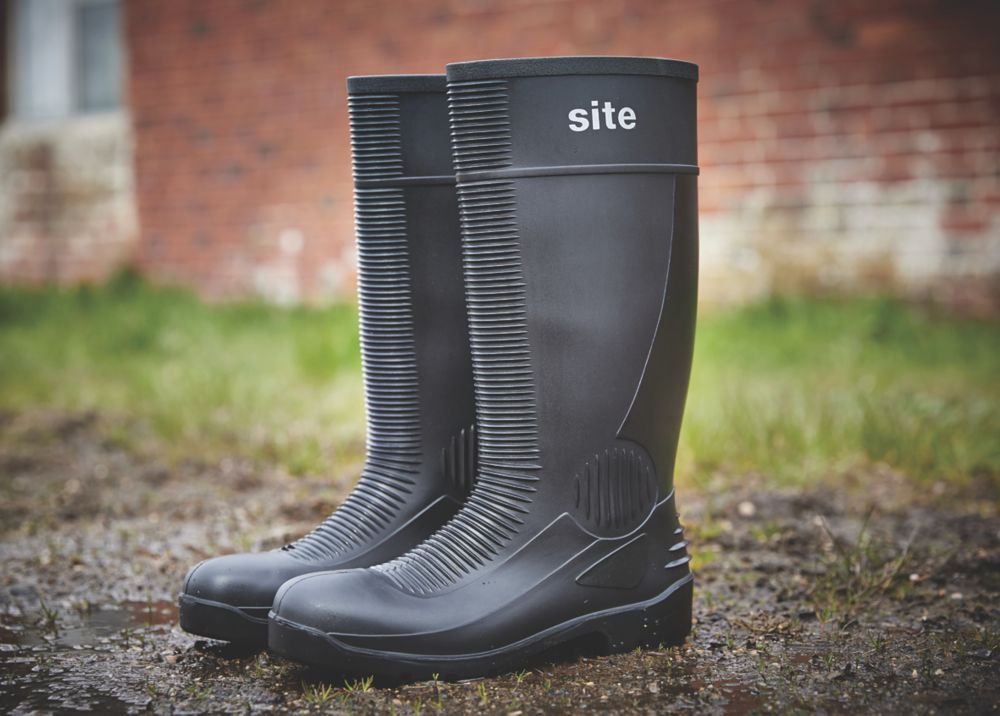 Site Trench Safety Wellies Black Size 11 Screwfix