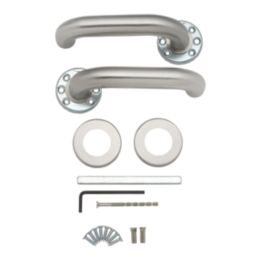 Eurospec  Fire Rated Safety Lever on Rose Pair Satin Stainless Steel