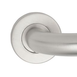Eurospec  Fire Rated Safety Lever on Rose Pair Satin Stainless Steel