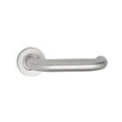 Eurospec  Fire Rated Safety Lever on Rose Pair Satin Stainless Steel