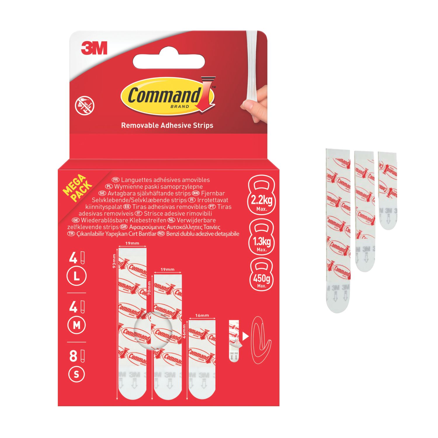 Command Self-Adhesive Removable Refill Strips Assorted 16 Piece Set (265AX)