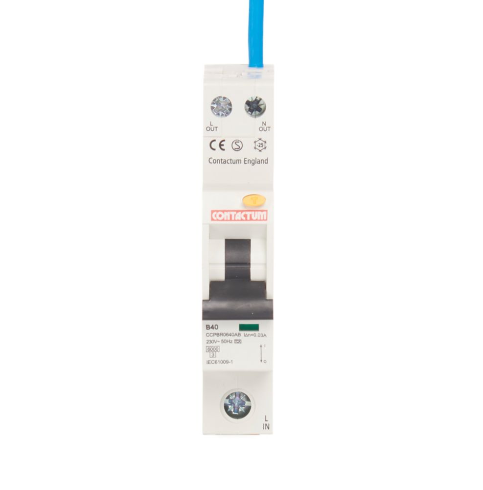 Contactum Defender 40A 30mA SP Type B Compact RCBO - Screwfix