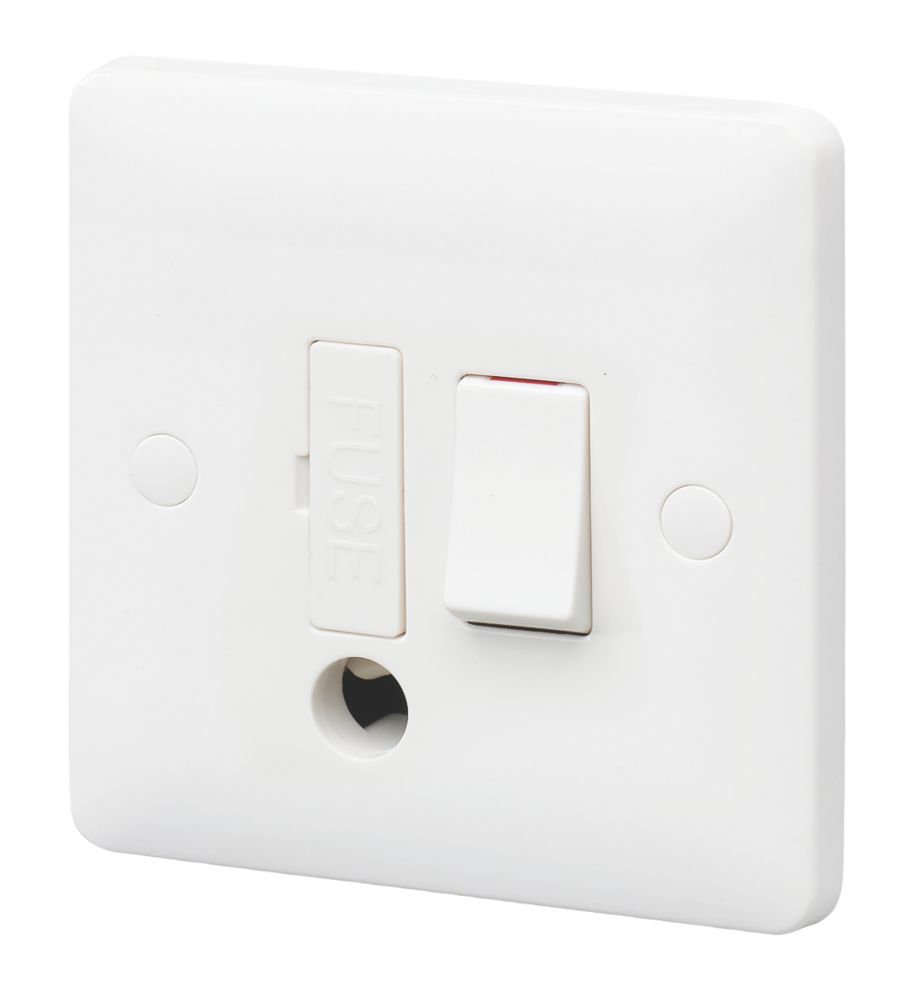MK Base 13A Switched Fused Spur & Flex Outlet  White with White Inserts