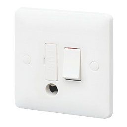 MK Base 13A Switched Fused Spur & Flex Outlet  White with White Inserts