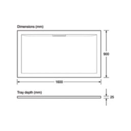 Mira Flight Level Rectangular Shower Tray White 1600mm x 900mm x 25mm