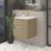 Newland  Double Drawer Wall-Mounted Vanity Unit with Basin Effect Natural Oak 600mm x 450mm x 540mm