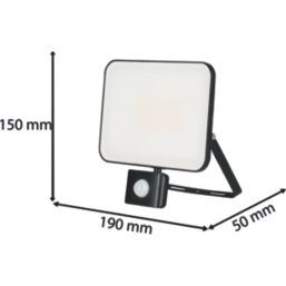 Brackenheath iSpot Frameless II Indoor & Outdoor LED Floodlight With PIR Sensor Black 50W 5500lm