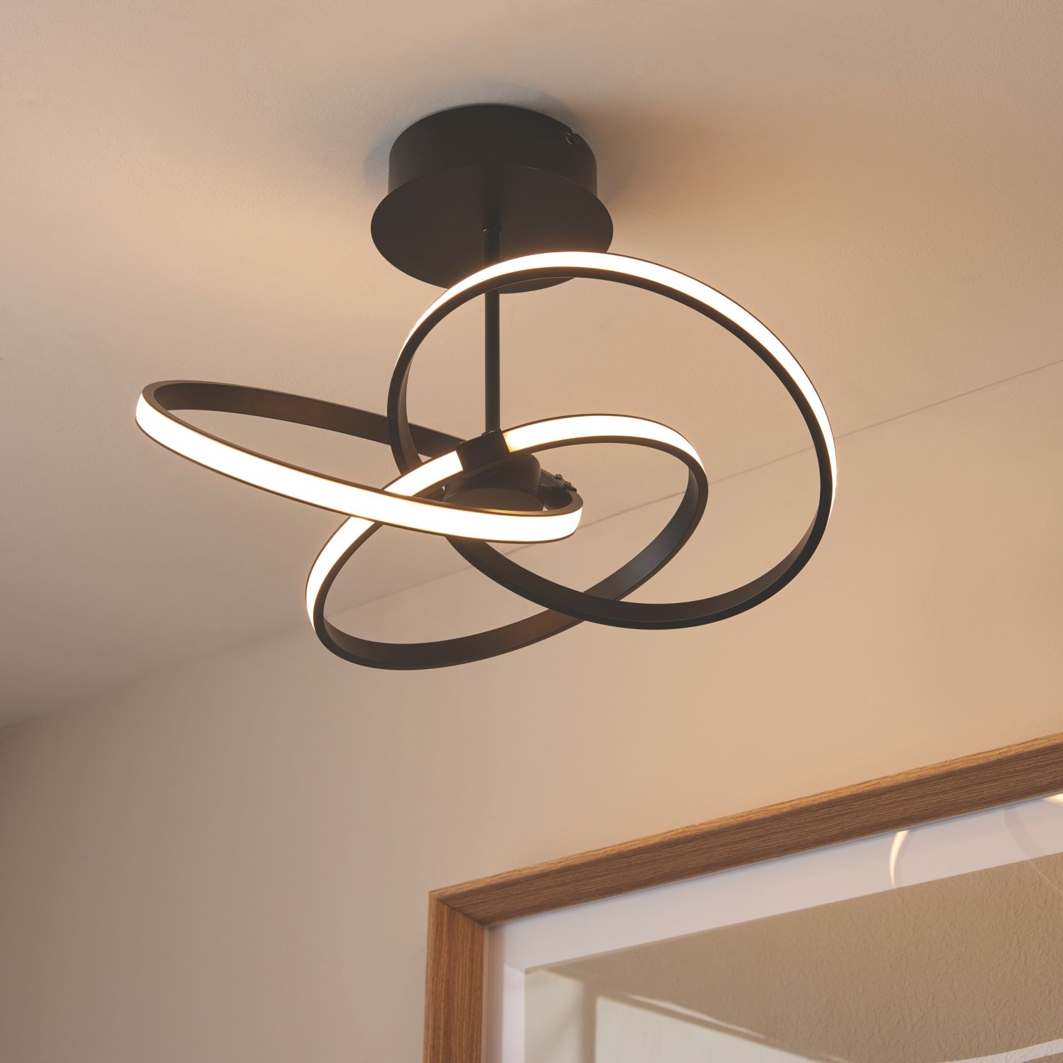 Quay Design Remi LED Semi-Flush Light Matt Black 28W 1555lm (265VG)