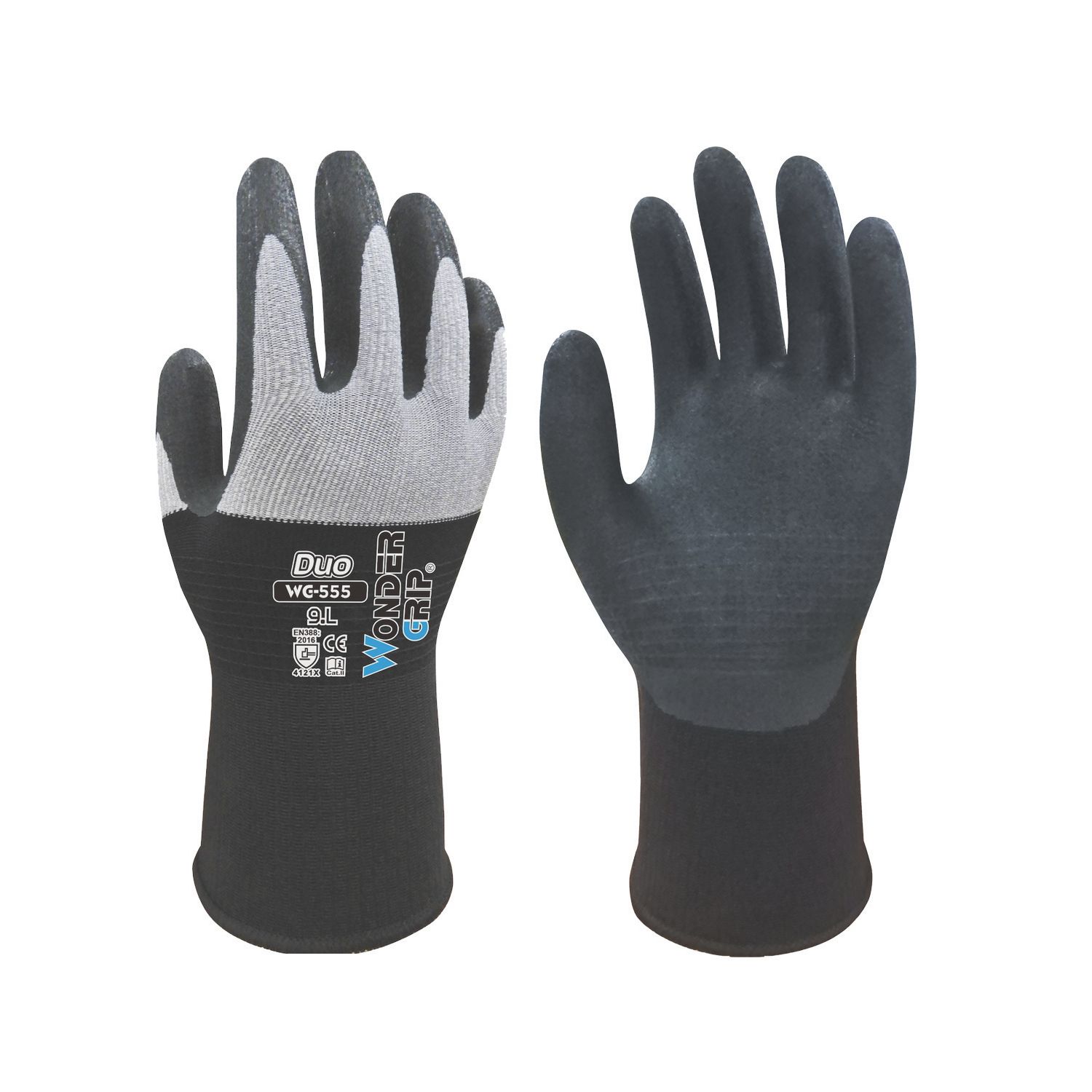 Wonder Grip WG-555 Duo Gloves Black/White Large (265VJ)