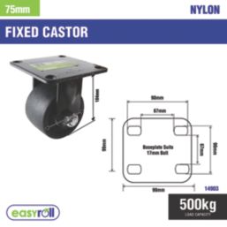 Select Machine Fixed Castor 75mm Black