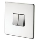 Crabtree Platinum 10AX 2-Gang 2-Way Light Switch  Polished Chrome