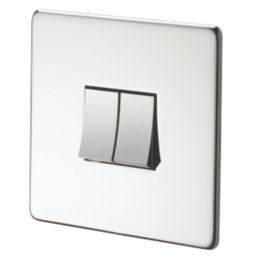 Crabtree Platinum 10AX 2-Gang 2-Way Light Switch  Polished Chrome