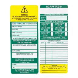 SCF28 ScaffTag | ScaffTag Fety Scaffolding Tag, English Language, 10