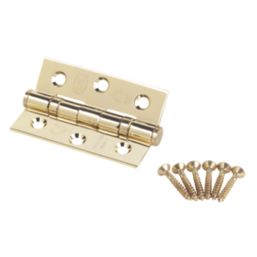 Smith & Locke  Electro Brass Grade 7 Fire Rated Ball Bearing Hinges 76mm x 51mm 2 Pack