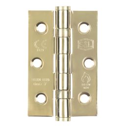 Smith & Locke  Electro Brass Grade 7 Fire Rated Ball Bearing Hinges 76mm x 51mm 2 Pack