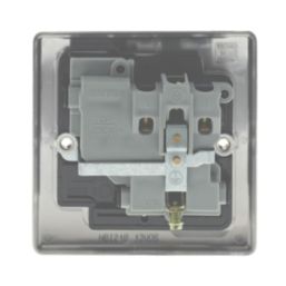 British General Nexus Metal 13A 1-Gang DP Switched Plug Socket Brushed Iridium  with Black Inserts