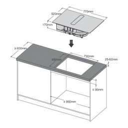 Cooke & Lewis  Induction Flexi Vented Hob Black 770mm