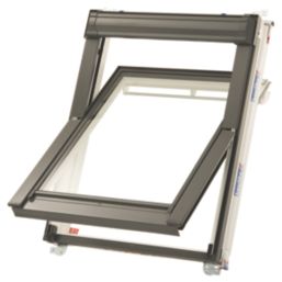 Keylite  Manual Centre-Pivot Grey & White Timber Double-Glazed Roof Window Clear 780mm x 1400mm