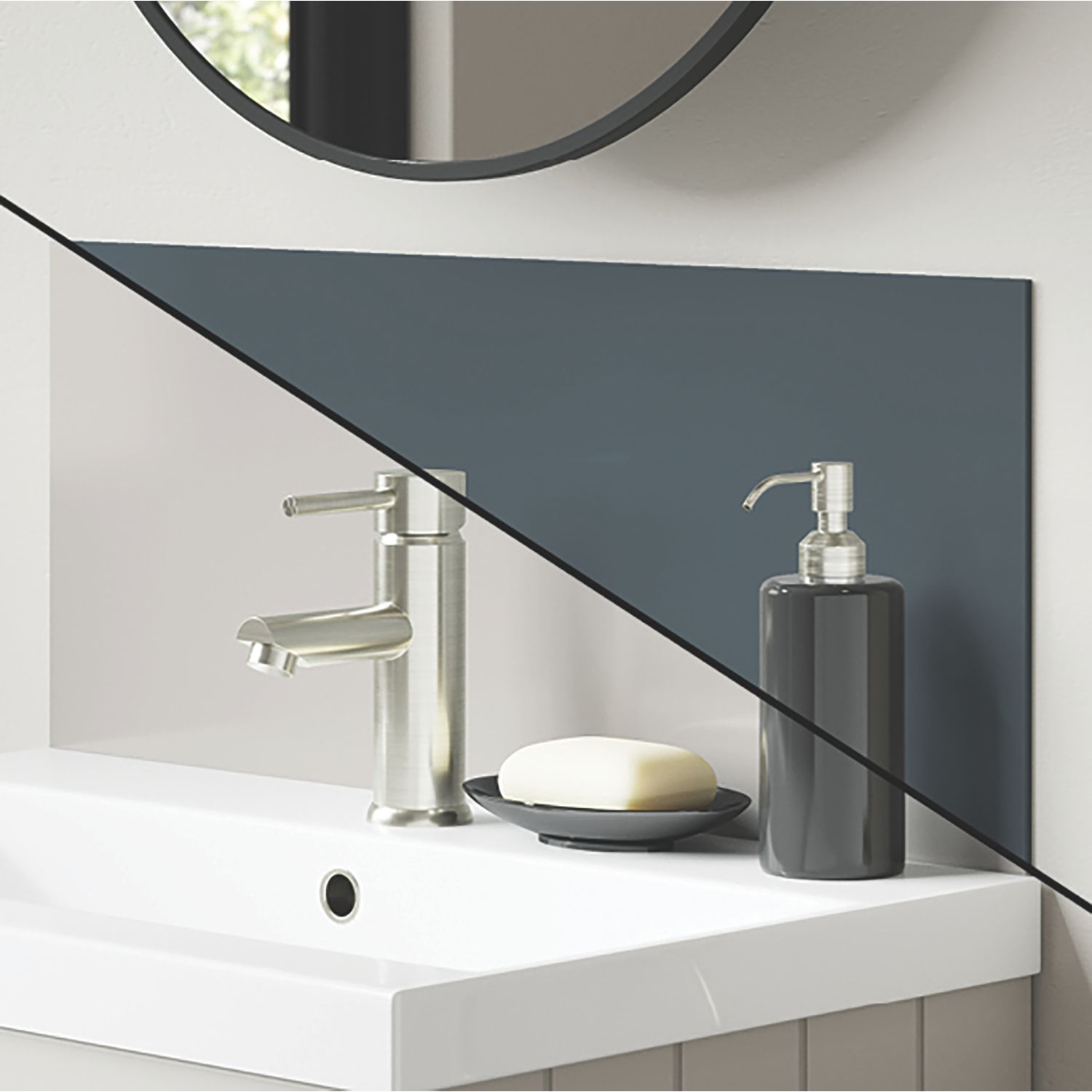 Splashwall Malibu / Storm Vanity Splashback Gloss Beige/Blue 250mm x 600mm x 4mm (266KU)