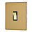 Contactum Lyric 10AX 1-Gang 2-Way Light Switch  Brushed Brass with Black Inserts