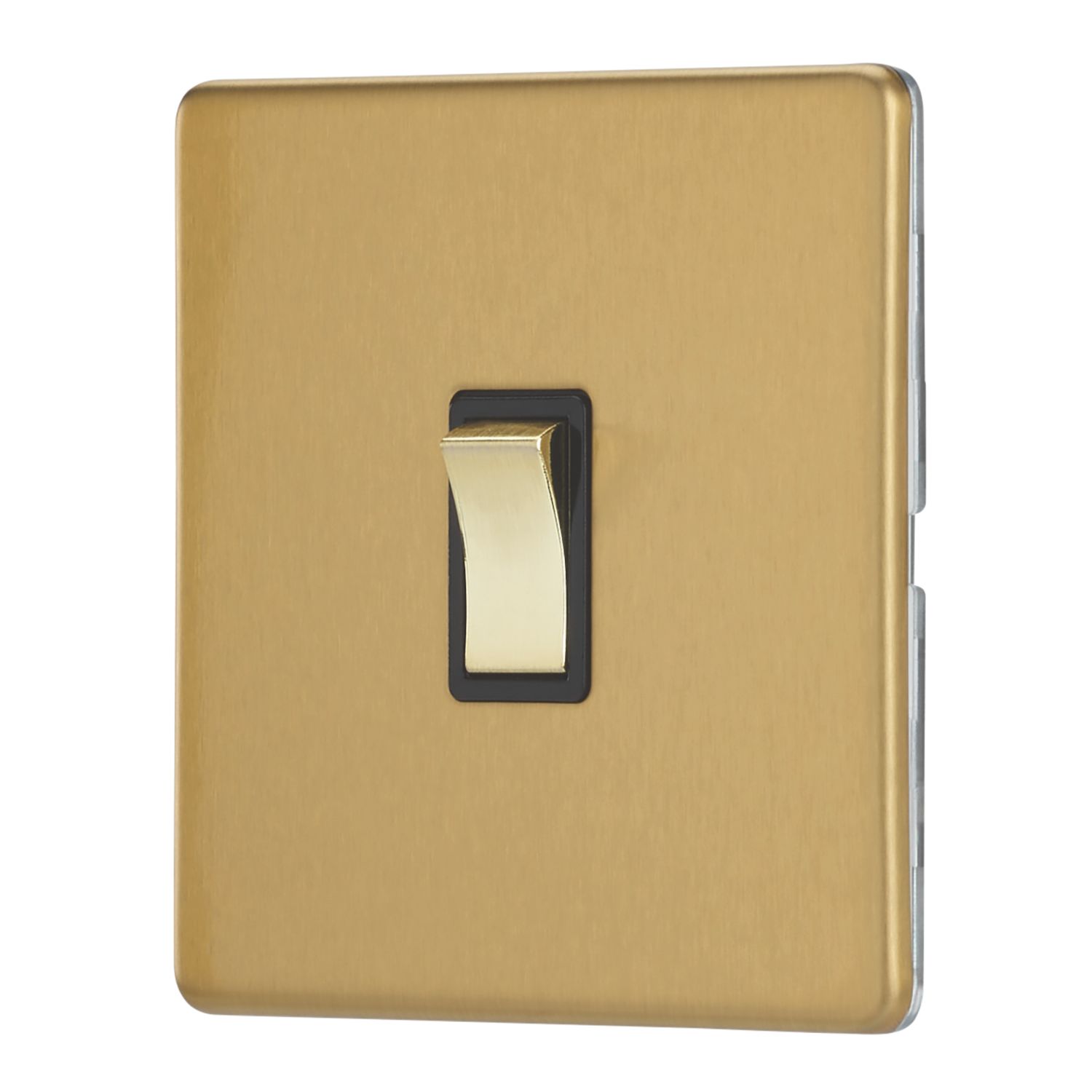 Contactum Lyric 10AX 1-Gang 2-Way Light Switch Brushed Brass with Black Inserts (266RP)