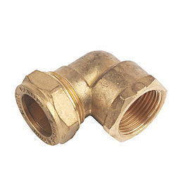 Flomasta  Brass Compression Adapting 90° Female Elbow 22mm x 3/4"
