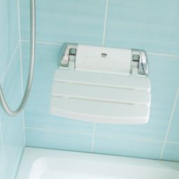 Mira Wall-Mounted Shower Seat White / Chrome