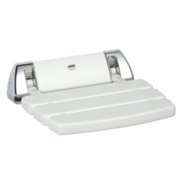 Mira Wall-Mounted Shower Seat White / Chrome