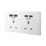 British General 900 Series 13A 2-Gang Unswitched Socket + 4.2A 10.5W 4-Outlet Type A USB Charger White
