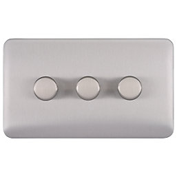 Schneider Electric Lisse Deco 3-Gang 2-Way  Dimmer  Brushed Stainless Steel