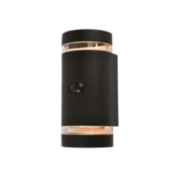 Lutec Focus Outdoor Up & Down Wall Light With PIR Sensor Matt Black