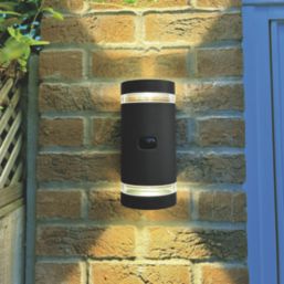 Lutec Focus Outdoor Up & Down Wall Light With PIR Sensor Matt Black