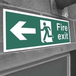 Essentials  Non Photoluminescent "Fire Exit Man Left Arrow" Sign 150mm x 400mm