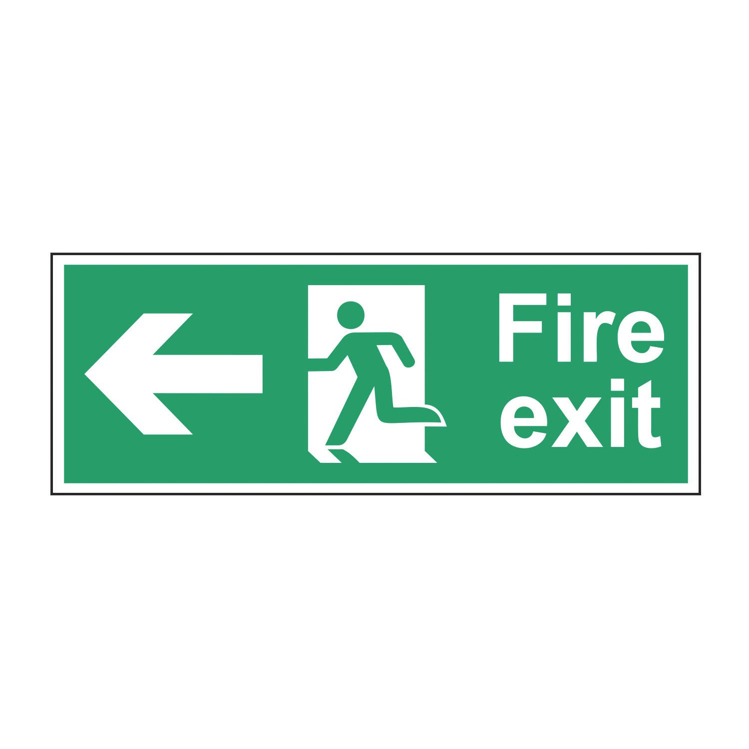 Essentials Non Photoluminescent "Fire Exit Man Left Arrow" Sign 150mm x 400mm (267FG)