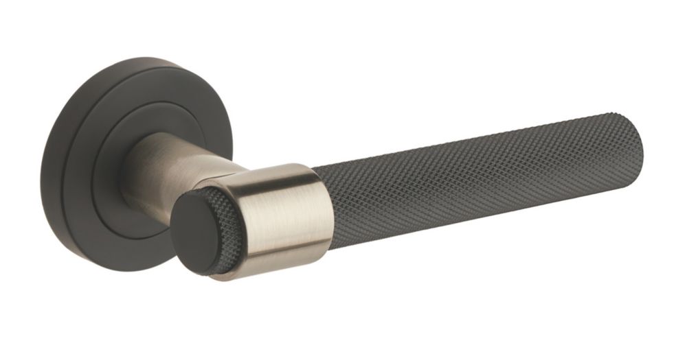 Designer Levers Kensington Knurled Lever On Rose Door Handle Pair Black Nickel Screwfix 6864