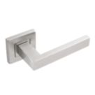 Eclipse Insignia Square Fire Rated Lever on Rose Door Handle Pair Satin Stainless Steel