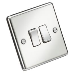 Knightsbridge  10AX 2-Gang 2-Way Light Switch  Polished Chrome