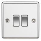 Knightsbridge  10AX 2-Gang 2-Way Light Switch  Polished Chrome