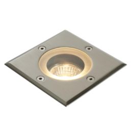Saxby Pillar 110mm Outdoor Square Ground Light Brushed Stainless steel