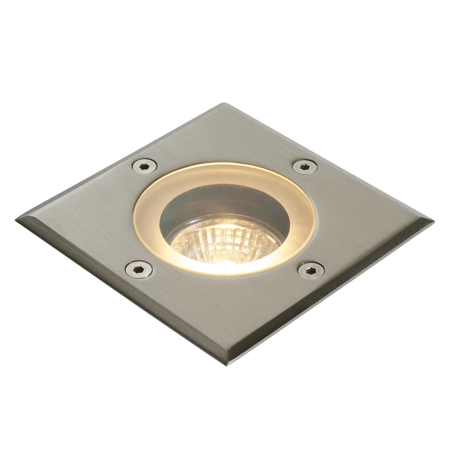 Saxby Pillar 110mm Outdoor Square Ground Light Brushed Stainless steel (267VX)