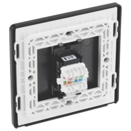 British General Evolve 1-Gang RJ45 Ethernet Socket Satin Brass with Black Inserts