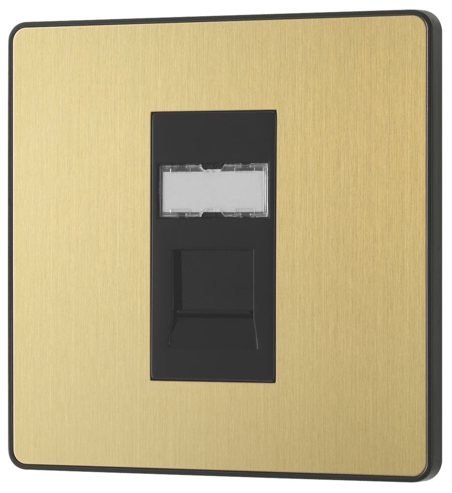 British General Evolve 1-Gang RJ45 Ethernet Socket Satin Brass with ...