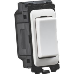 Knightsbridge Curved Edge 20AX 2-Way Grid Retractive Switch Module 'Press' Off Centre White