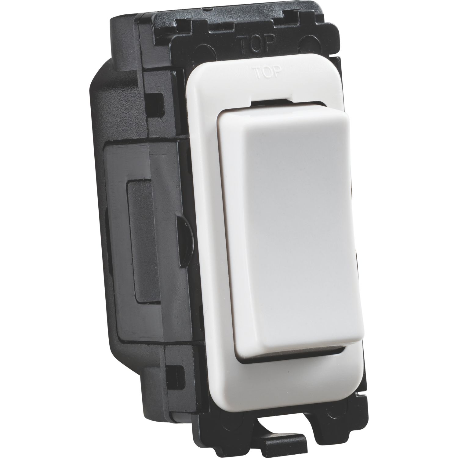 Knightsbridge Curved Edge 20AX 2-Way Grid Retractive Switch Module 'Press' Off Centre White (267YA)